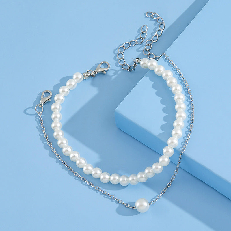 Stylish Simple Double-layer Pearl Anklet